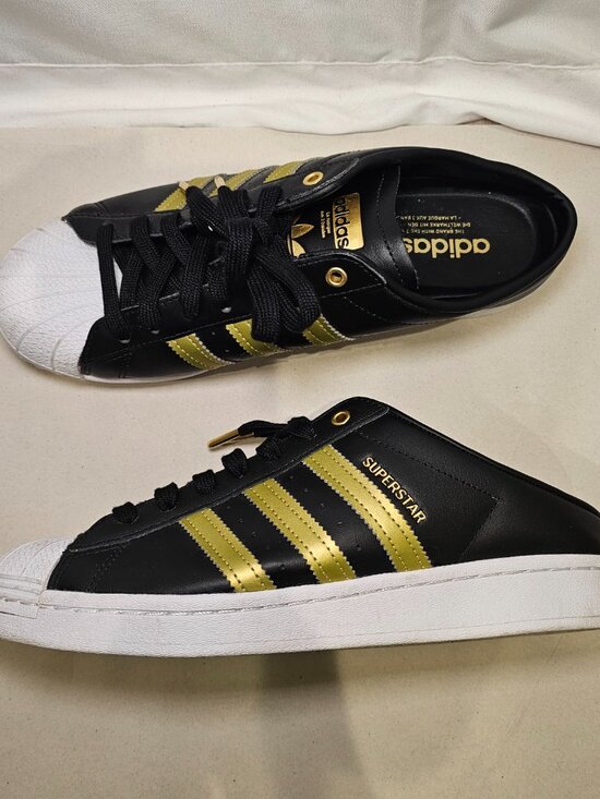 adidas Shoes - Adidas Superstar Mule Women's 9 Black Gold Slip On Sneakers Casual Shoes